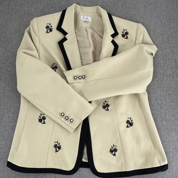 Vintage Emily Blazer Beaded Floral Detail Long Sleeve Button Closure Plus 16W‎ - Picture 2 of 15